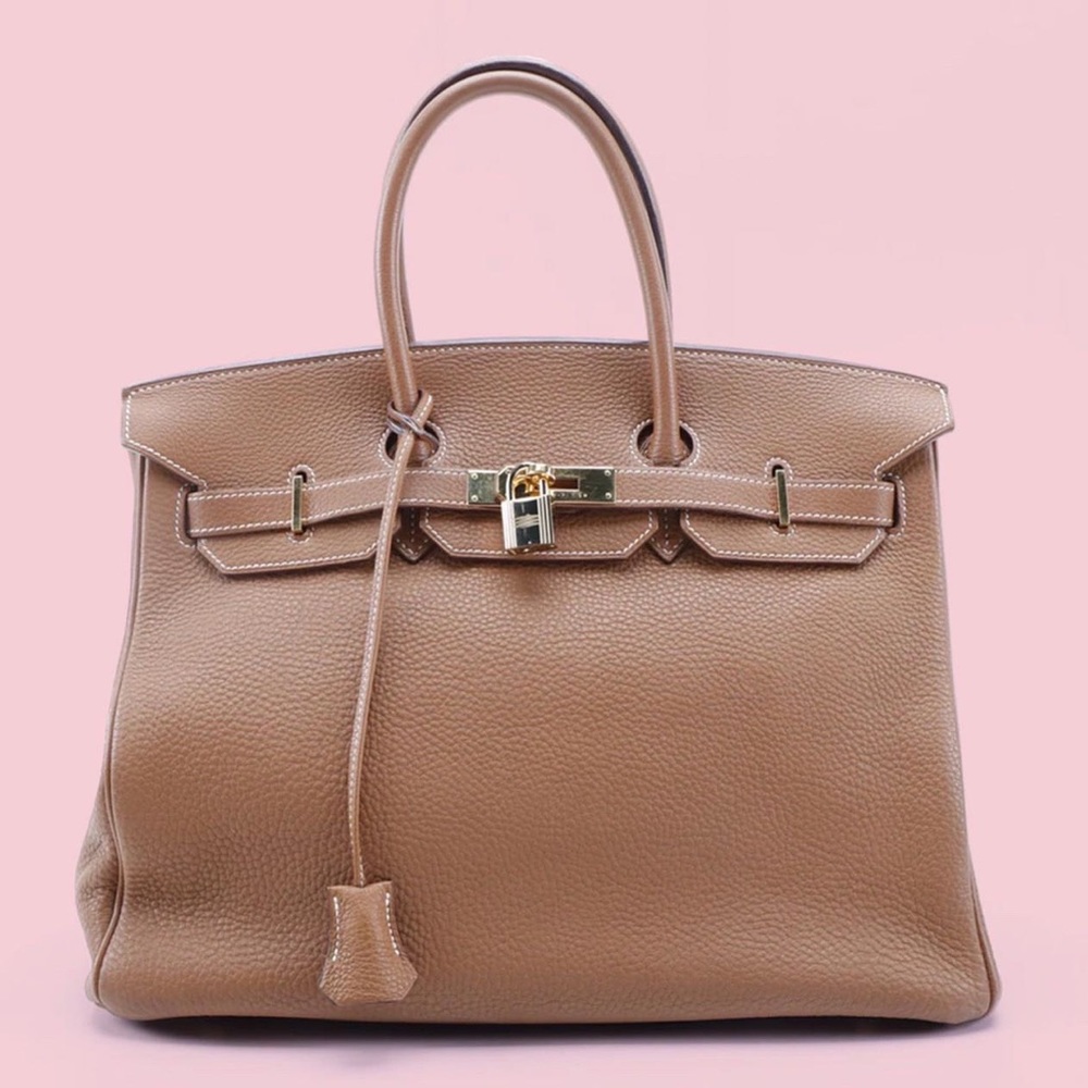 Hermes Birkin 35 Gold Togo Brown Leather Bag